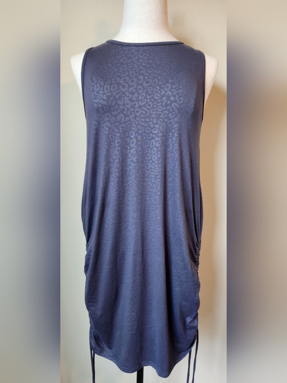 Constantly Varied Gear CVG M/L Gray Leopard Print Multiway Cinched Ruched Dress - Picture 4 of 12